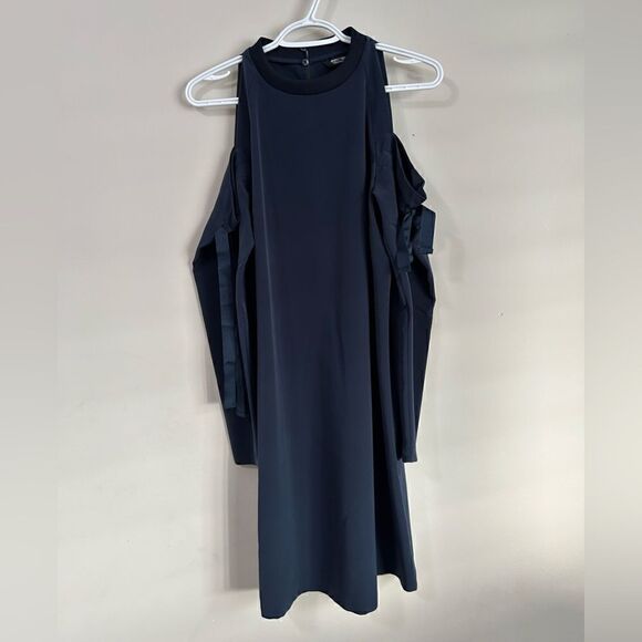Simply Vera Vera Wang Navy Long Sleeves Midi Dress Bow Shoulder - Picture 1 of 7